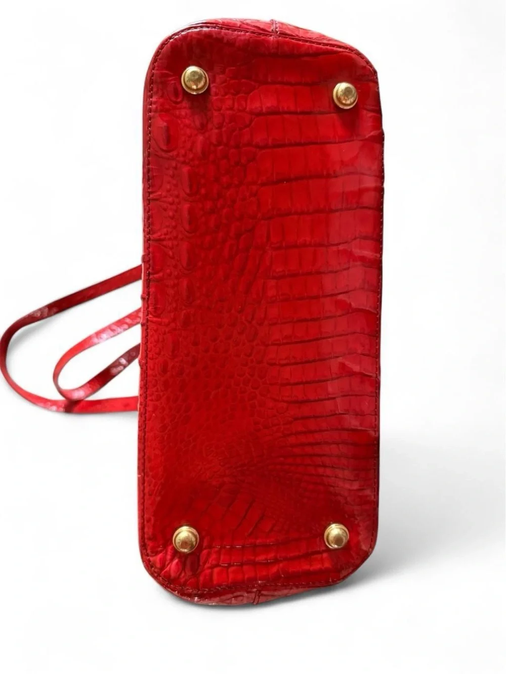 BRAHMIN Asher Red Croc-Embossed Tote Bag